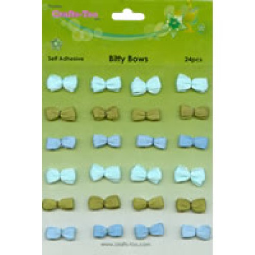 Самозалепващи мини джуфки в синьо и зелено - Crafts Too Self Adhesive Bitty Bows - Blue / Green (24pcs)